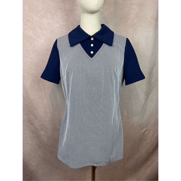 Vintage 70s 60s Striped Mini Dress Tunic Mod MCM GoGo Pinup - Picture 1 of 9